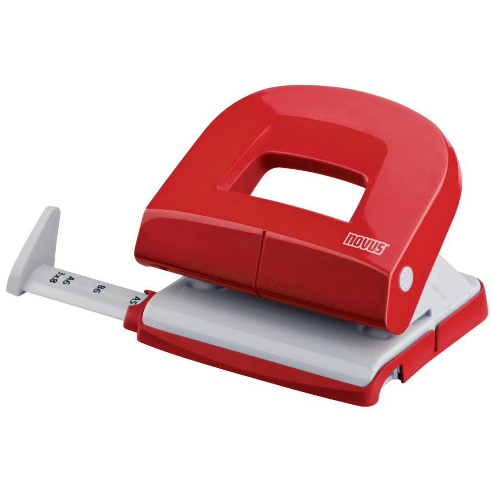 Locher E 216, 16 Blatt, Anschlagschiene, Metall, rot/grau NOVUS 025-0539