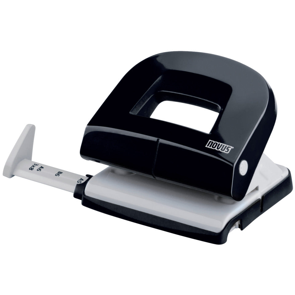 Locher E 216, 16 Blatt, Anschlagschiene, Metall, schwarz/grau NOVUS 025-0538