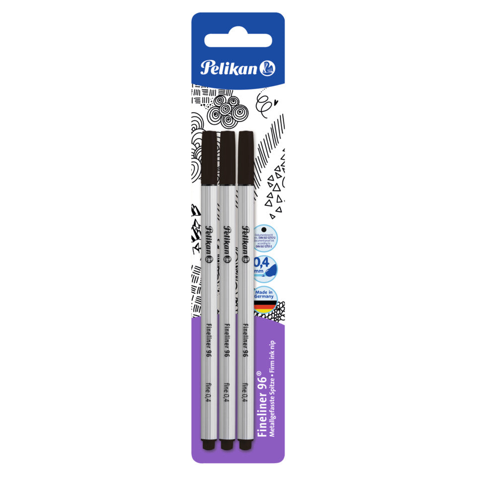 Fineliner 96®, 0,4mm, 3 Stück schwarz PELIKAN 300011174 PELIKAN 300011174 940601 96