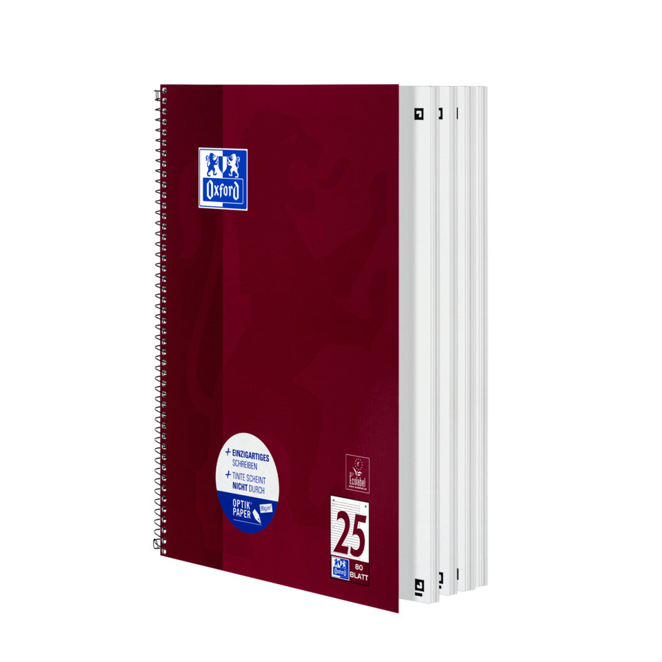 Collegeblock, A4+, 80 Blatt, Lin.25, liniert, pflaume OXFORD 100050355 OXFORD 100050355 OptikPaper