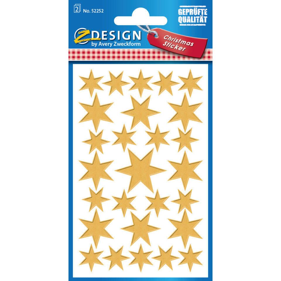 Weihnachtssticker Sterne, 54 Stück, gold AVERY ZWECKFORM 52252 ZWECKFORM 52252 gold