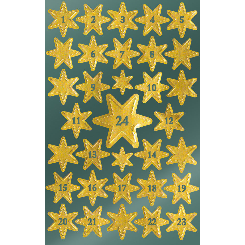 Weihnachtssticker Sterne mit Zahl 1-24, 33 Stück AVERY ZWECKFORM 52809 ZWECKFORM 52809 mit Zahl 1-24