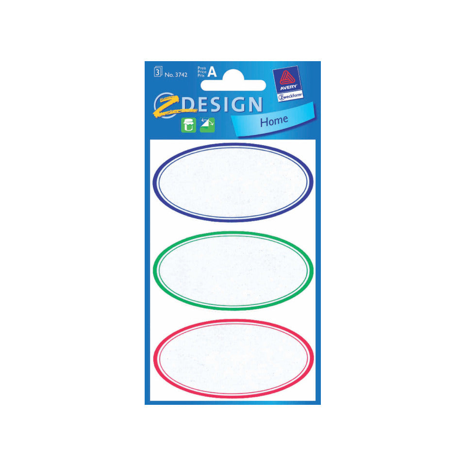 Haushaltsetiketten oval, 20 Stück AVERY ZWECKFORM 3742 ZWECKFORM 3742  12 Stück
