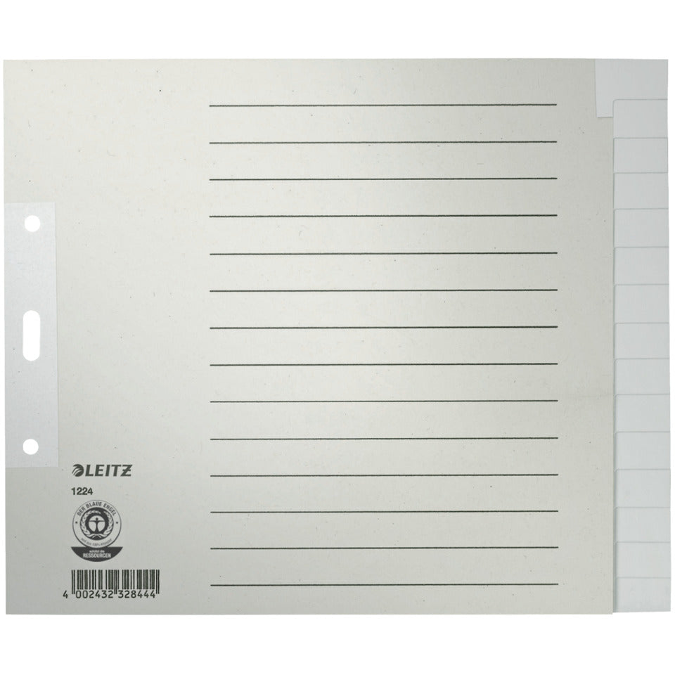 Papierregister Blanko, A4, Papier, 15 Blatt, grau LEITZ 1224-00-85 LEITZ 1224-00-85 Papier 15tlg.