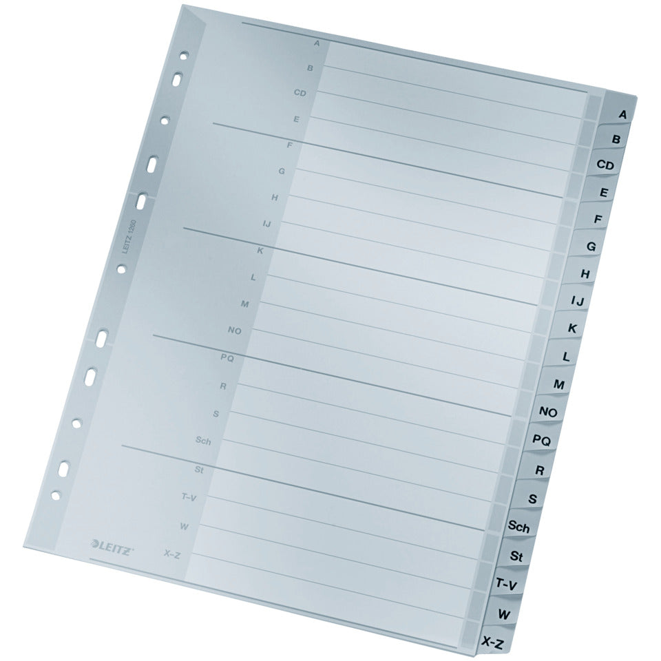 Plastikregister A-Z, A4, PP, 20 Blatt, grau LEITZ 1260-00-00 LEITZ 1260-00-00 Plast. überbr