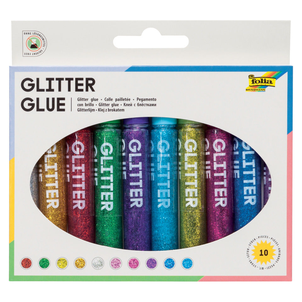 Glitterglue, 10 Stück, metallic sortiert FOLIA 574 FOLIA 574   10St
