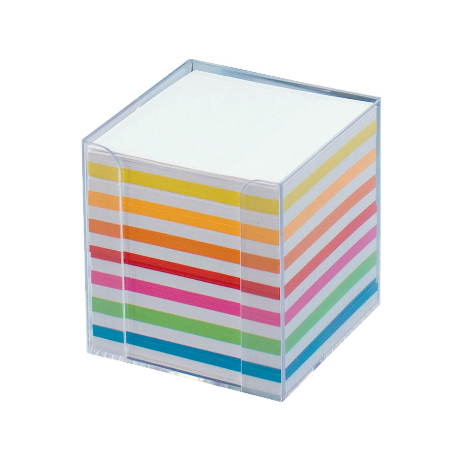 Zettelbox, 9 x 9 x 9cm, weiß/farbig FOLIA 9903 FOLIA 9903 Papier weiss+fbg.