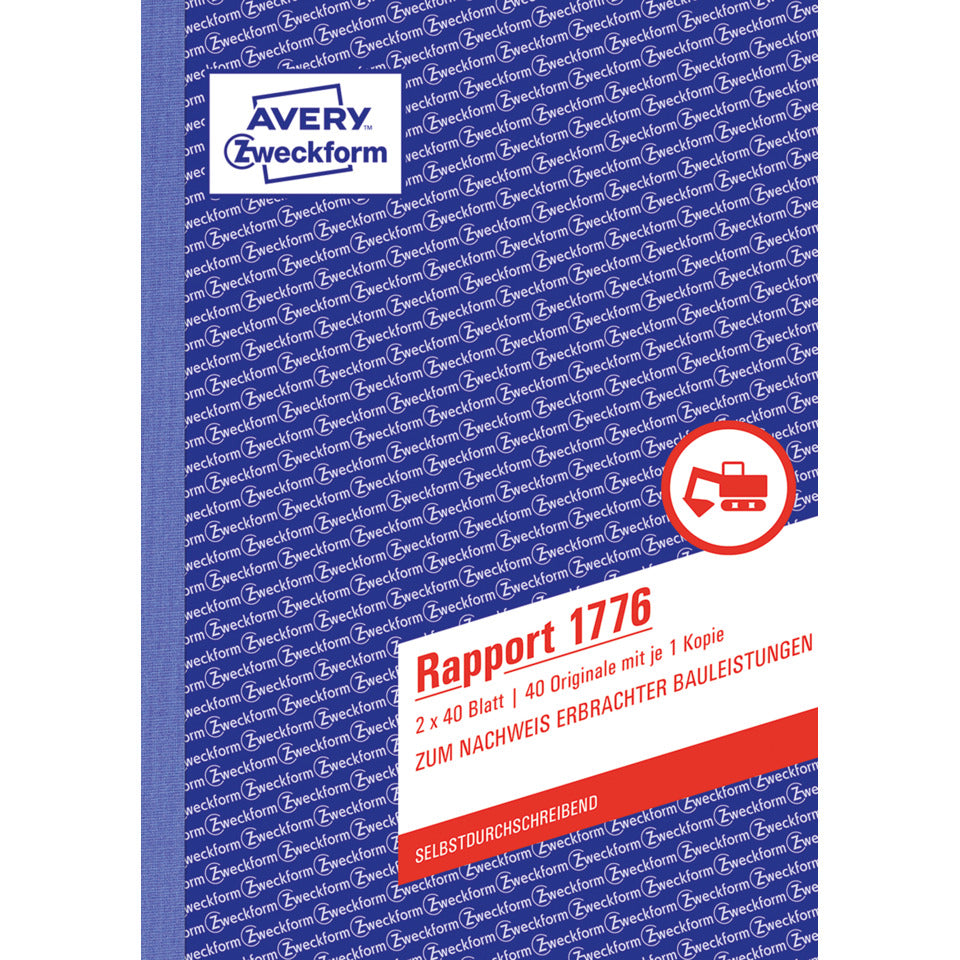 Rapport, A5, selbstdurchschreibend, 2x40 Blatt AVERY ZWECKFORM 1776 ZWECKFORM 1776 2x40Bl