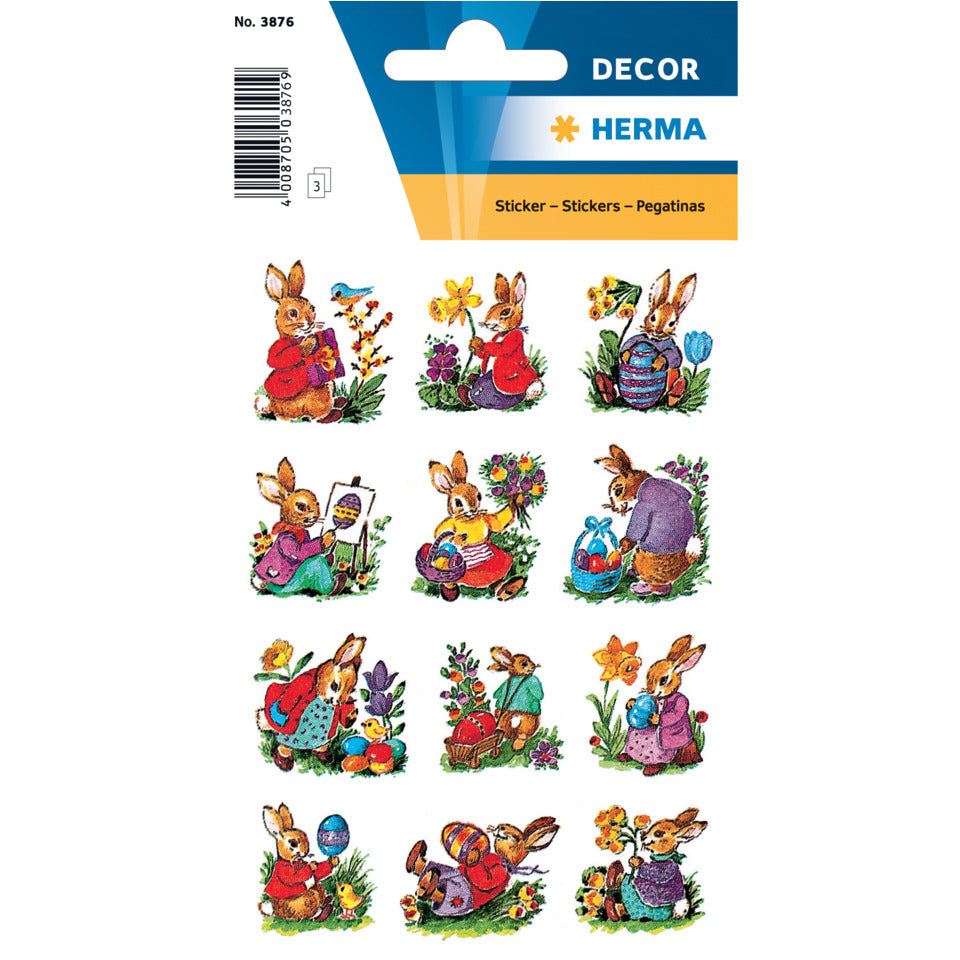 Sticker Hasen, nostalgisch, 12 Stück HERMA 3876 HERMA 3876 Decorsticker Ostern