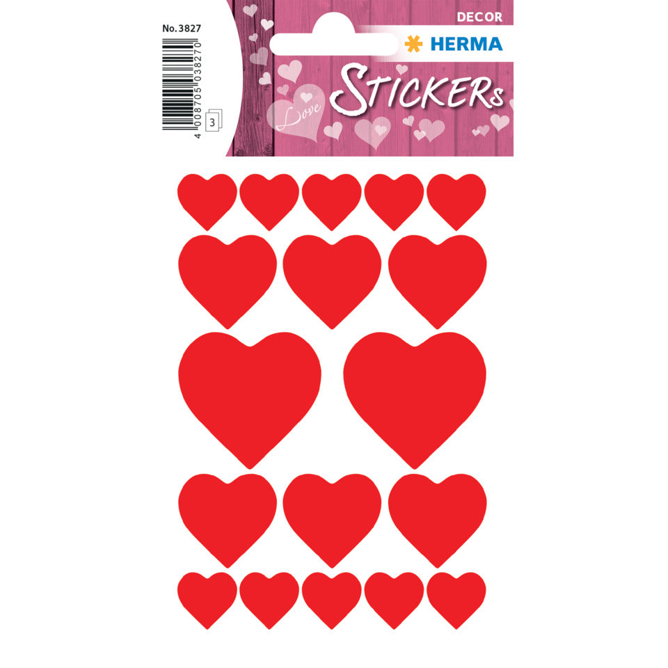 Sticker Herzen rot, 57 Stück HERMA 3827