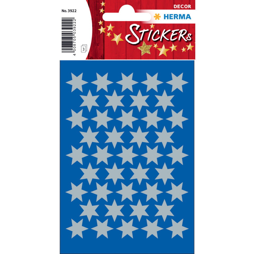 Sticker Sterne 6-zackig, Ø14mm, 123 Stück, silber HERMA 3922 HERMA 3922 Weihnachten 123 Stück