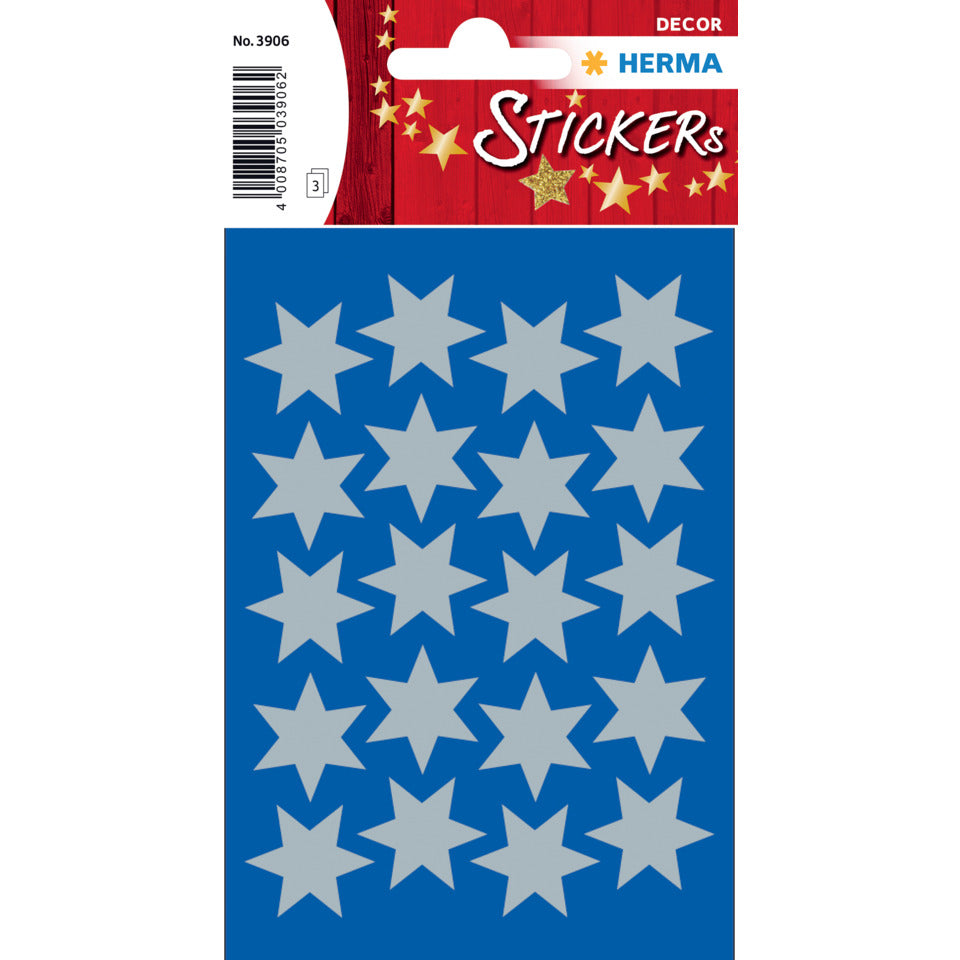 Sticker Sterne 6-zackig, silber Ø 21 mm, 60 Stück HERMA 3906 HERMA 3906 Weihnachten