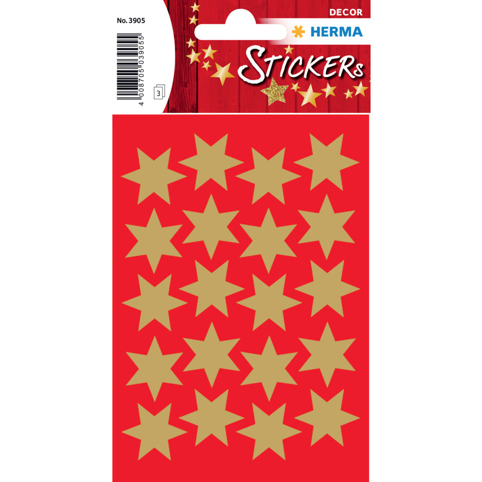 Sticker Sterne 6-zackig, gold Ø 21 mm, 60 Stück HERMA 3905 HERMA 3905 Weihnachten 60 Stück