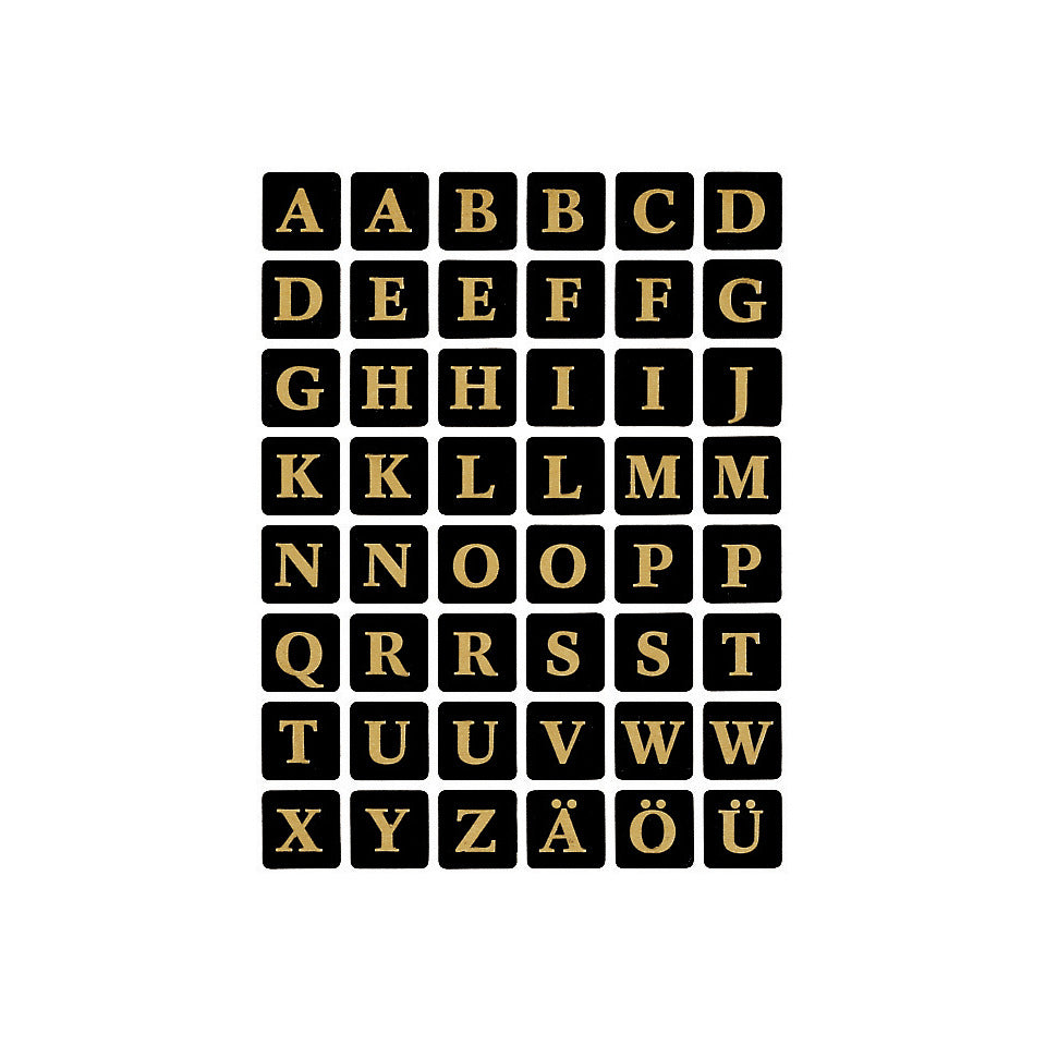 Buchstabenetikett A-Z, 13x13mm, 96 Stück, schwarz HERMA 4130 HERMA 4130 13x13 mm gold geprägt