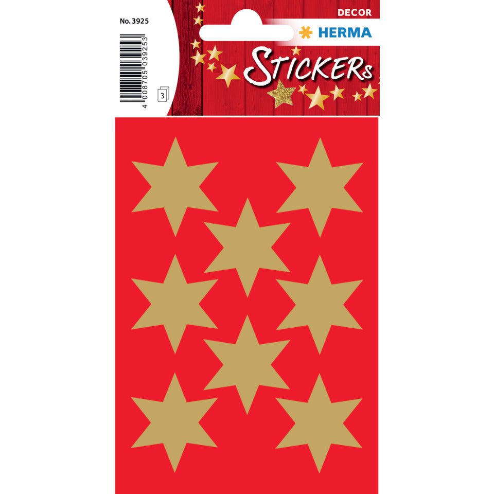 Sticker Sterne 6-zackig, gold Ø 33 mm, 24 Stück HERMA 3925 HERMA 3925 Weihnachten