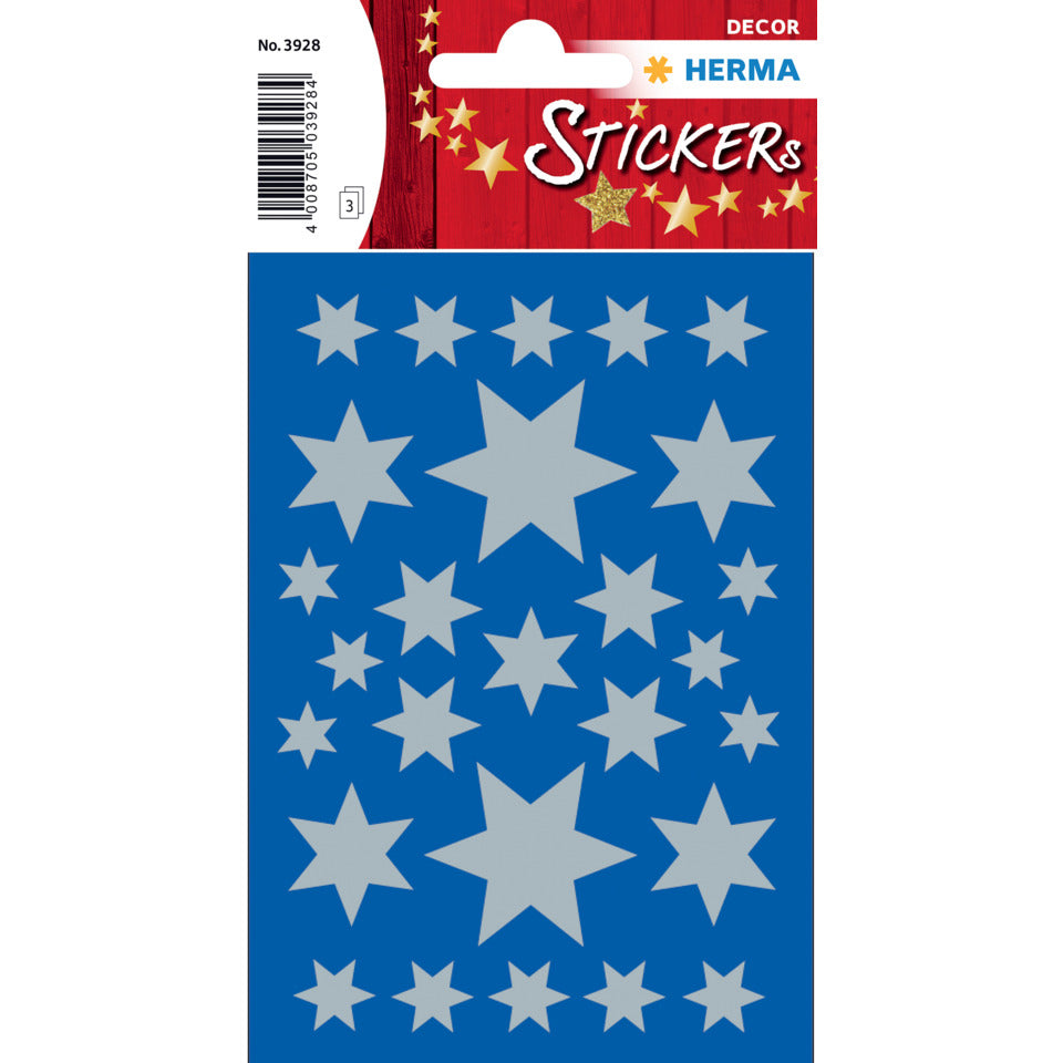 Sticker Sterne 6-zackig, silber, 81 Stück HERMA 3928 HERMA 3928 Weihnachten 81 Stück