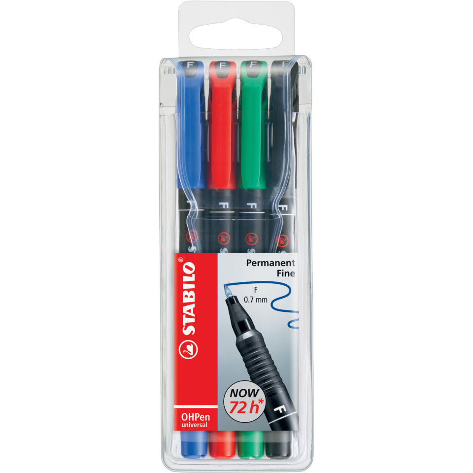 Folienstift OHPen universal, 0,7 mm, permanent, Etui mit 4 Stiften STABILO 842/4 STABILO  842/4 permanent