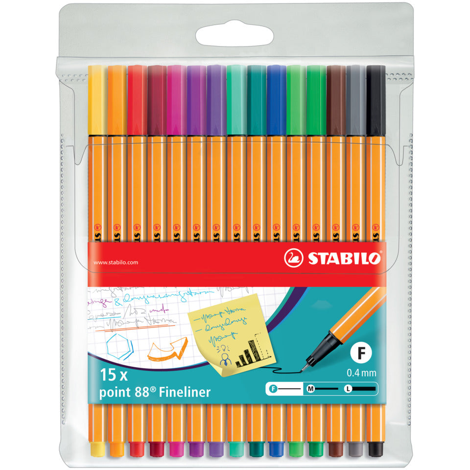 Fineliner point 88®, Etui mit 15 Stiften STABILO 8815 STABILO 8815 Standardfarben