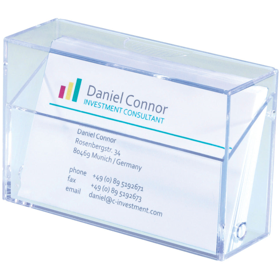 Visitenkartenbox, 100 Karten, Hartplastik, transparent SIGEL VA110 SIGEL VA110 f. 100 Karten max. 86x56mm
