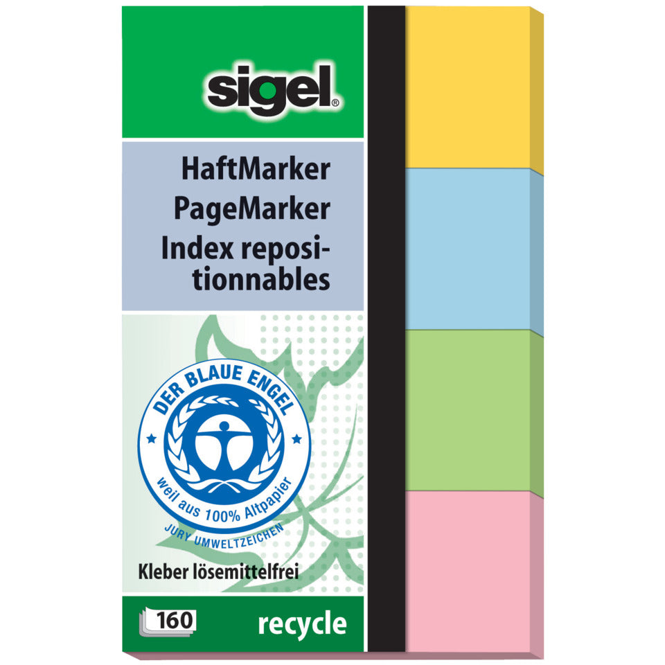 Haftmarker Recycle, 20x50mm, 4x40 Blatt SIGEL HN604 SIGEL HN604 4x40BL Recycle