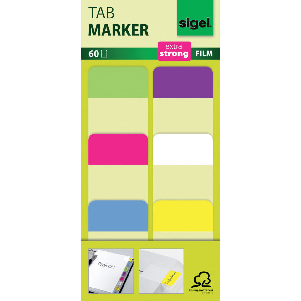 Index Tabmarker extra strong, 25x38mm, 60 Stück, sortiert SIGEL HN203 SIGEL HN203 60BL