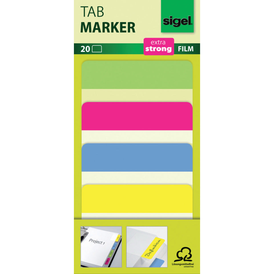 Index Tabmarker extra strong, 50x38mm, 20 Stück, sortiert SIGEL HN204 SIGEL HN204 20BL