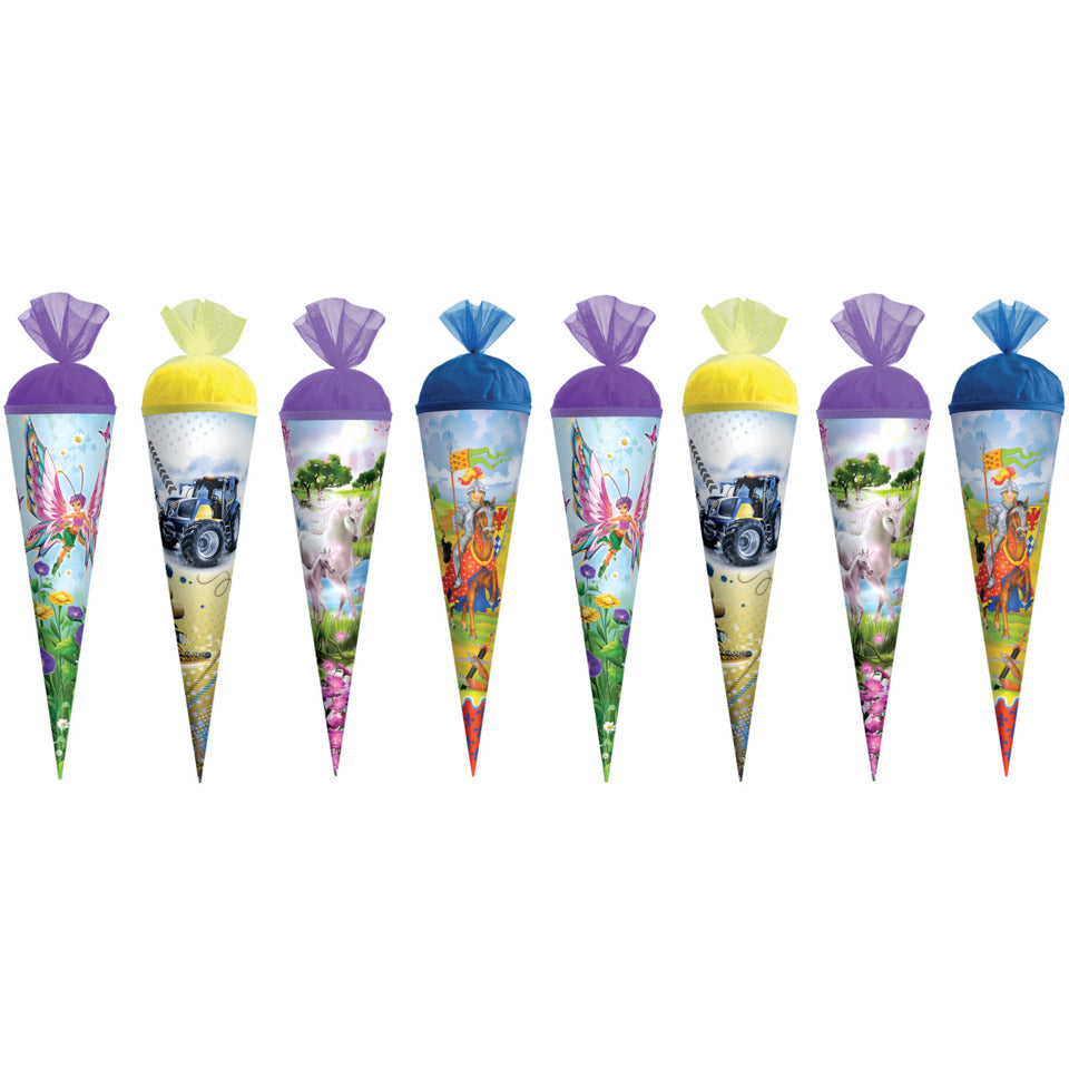 Schultüte, mit Effekten, 35cm, rund, Tüllverschluss, sortiert ROTH 6736981