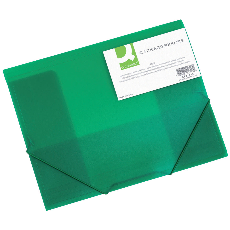 Gummizugmappe, A4, transparent grün Q-CONNECT KF02313