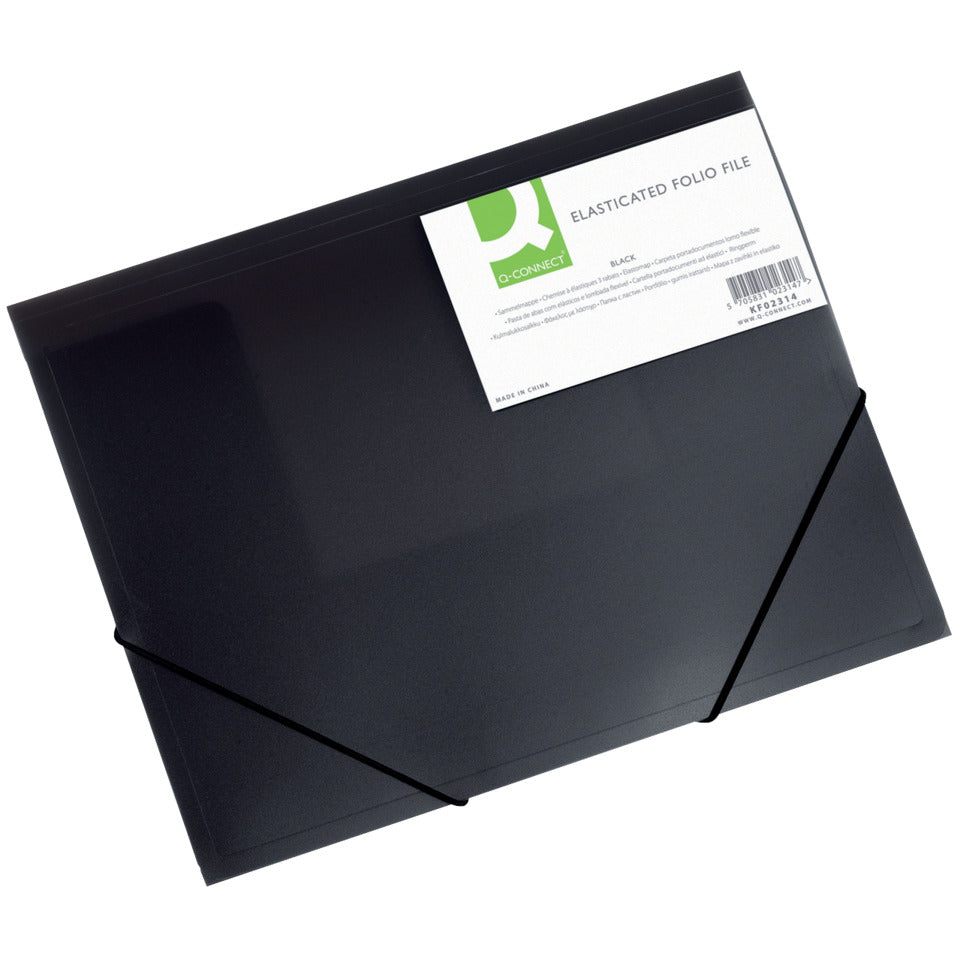 Gummizugmappe, A4, transparent schwarz Q-CONNECT KF02314