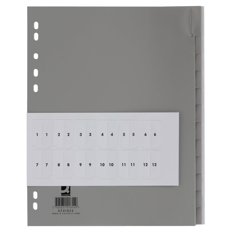 Register, A4, 12-teilig Q-CONNECT KF01854 Q-CONNECT KF01854 Beschriftungssch. ausw
