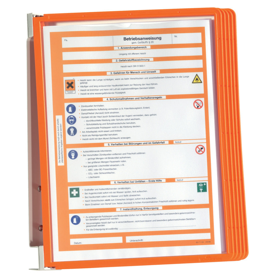 Sichttafelwandhalter VARIO® WALL 5, inkl. 5 Sichttafeln in orange, 265 x 345 mm DURABLE 5551 09 DURABLE 5551 09 Vario Wall 5