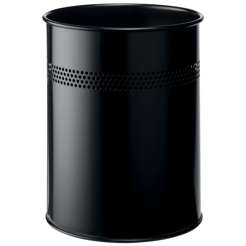 Papierkorb METALL rund 15 P 30, Stahl, rund, 260x315mm (ØxH), 15 l, schwarz DURABLE 3300 01 DURABLE 3300 01 Metall