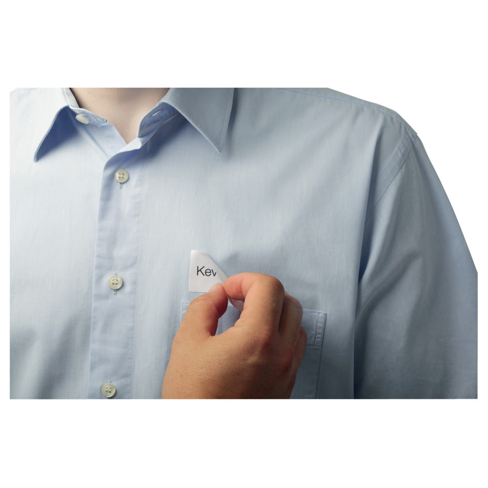 Namensschild BADGEFIX, selbstklebend, Acetatseide, weiß, 75 x 40 mm, 240 Schilder DURABLE 8334 02 DURABLE 8334 02 Ac.Seide 240St