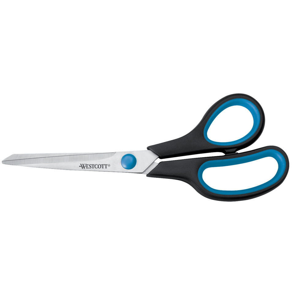 Universalschere Easy Grip, rostfrei, gebogen, asymmetrisch, blau/schwarz, 21 cm WESTCOTT E-30283 00 WESTCOTT E-3028300 Soft Grip