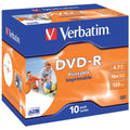 DVD-R Jewelcase printable, 4,7Gb, 120 Minuten, 10 Stück VERBATIM VER43521 VERBATIM VER43521 4,7Gb 120Min