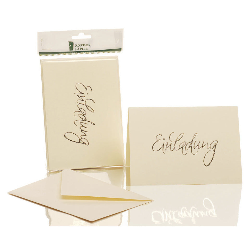 Briefkarte Einladung, B6hd, 220g/m², 5/5, chamois RÖSSLER 1181955008 RÖSSLER 1181955008  EINLADUNG