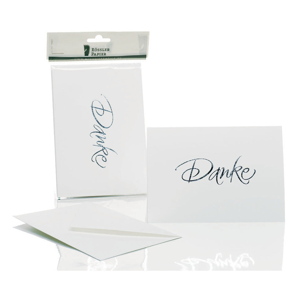Briefkarte Danke, B6hd, 5/5 Stück, weiß RÖSSLER 1181956009 RÖSSLER 1181956009  DANKE