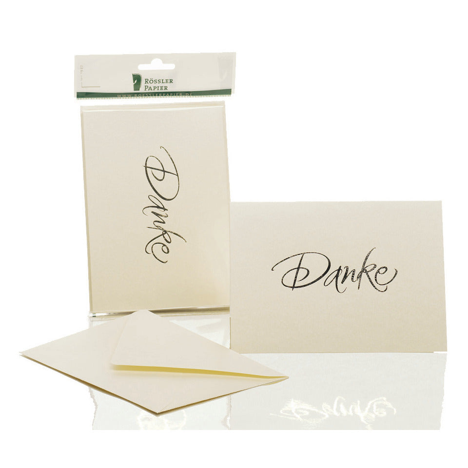 Briefkarte Danke, B6hd, 5/5 Stück, candle light metallic RÖSSLER 1181956303 RÖSSLER 1181956303  DANKE