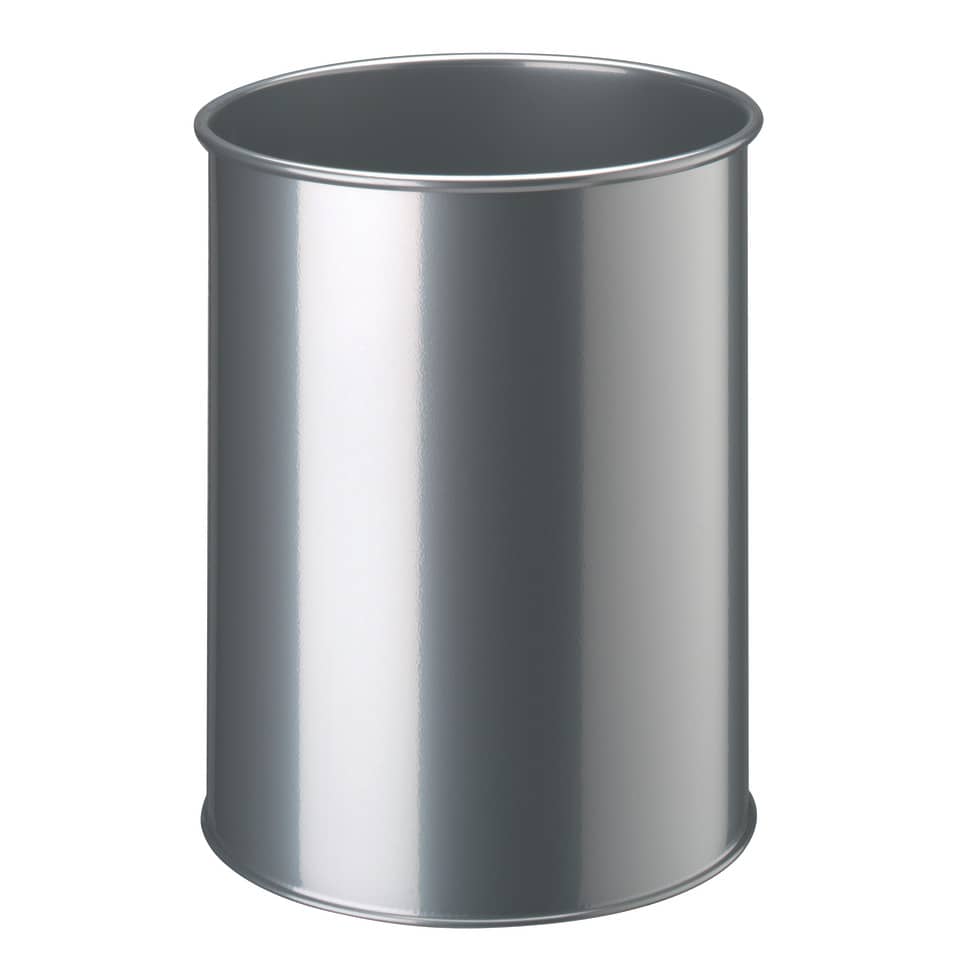 Papierkorb METALL rund 15, Stahl, rund, 260x315mm (ØxH), 15 l, metallic silber DURABLE 3301 23 DURABLE 3301 23 Metall