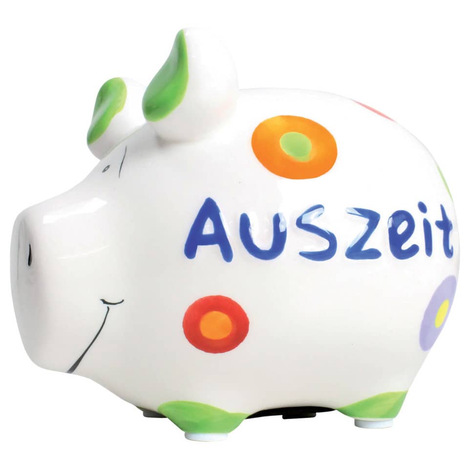 Sparschwein klein "Auszeit", 12,5 x 9 x 9 cm, Keramik KCG 10034725 KCG 101145/10034725 Auszeit