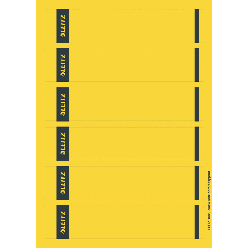 Ordnerrückenschild selbstklebend, 39 x 191 mm, schmal/kurz, 150 Stück, gelb LEITZ 1686-20-15 LEITZ 16862015 SK 25x6ST