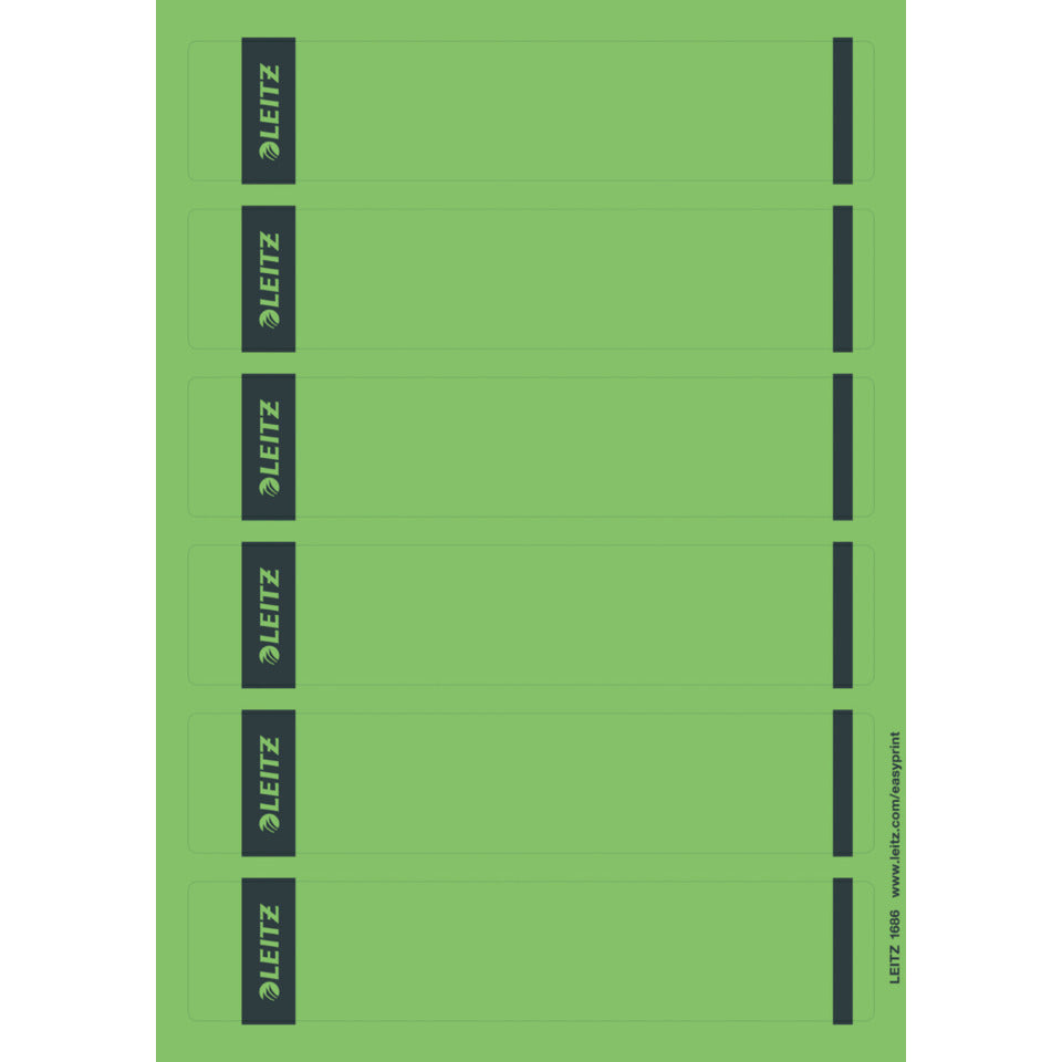 Ordnerrückenschild selbstklebend, 39 x 191 mm, schmal/kurz, 150 Stück, grün LEITZ 1686-20-55 LEITZ 16862055 SK 25x6ST
