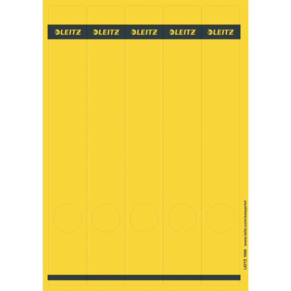 Ordnerrückenschild selbstklebend, 39 x 285 mm, schmal/lang, 125 Stück, gelb  ~~OEM~ LEITZ 1688-00-15 LEITZ 16880015 SK 25x5ST