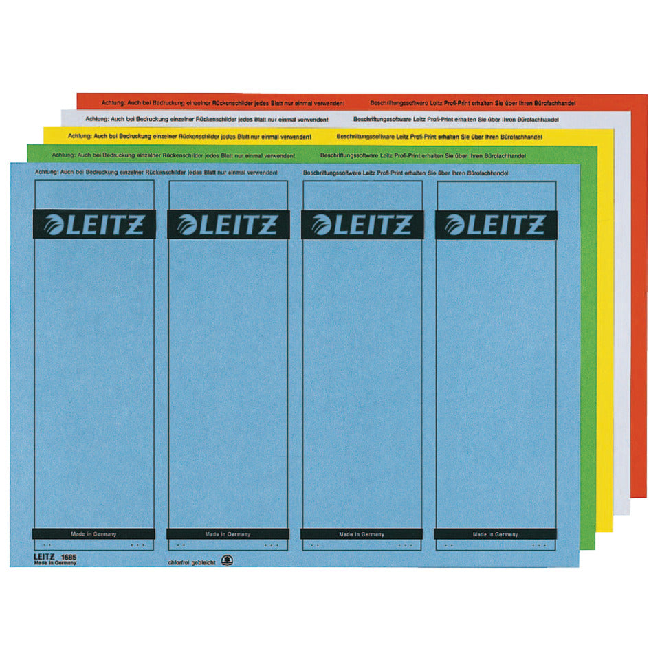 Ordnerrückenschild selbstklebend, 62 x 191 mm, breit/kurz, 100 Stück, blau LEITZ 1685-20-35 LEITZ 16852035 SK 25x4ST
