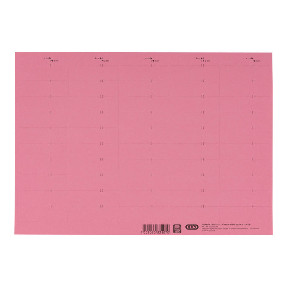 Beschriftungsschild, 50 Stück rosa ELBA 100552048 ELBA 100552048 83582RO