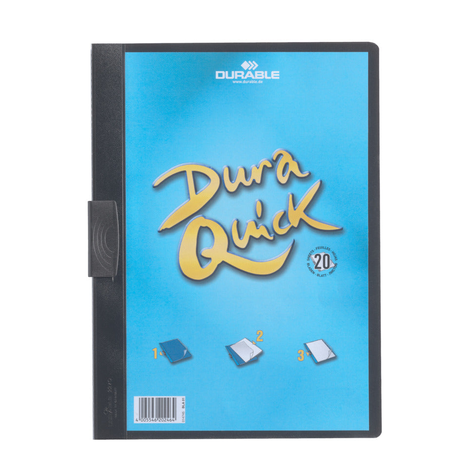 Klemm-Mappe DURAQUICK®, Weich-/Hartfolie, 20 Blatt, transparent/schwarz DURABLE 2270 01 DURABLE 2270 01 Plastik 20BL