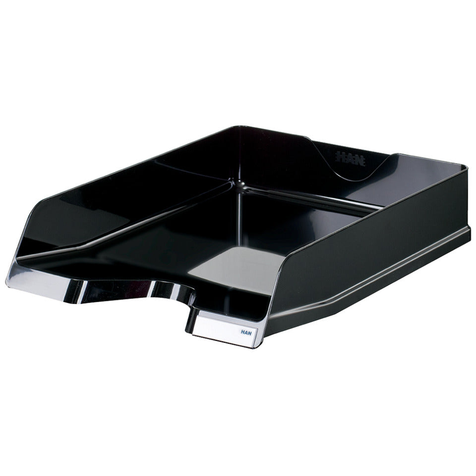 Briefablage VIVA, DIN A4/C4, stapelbar, mit Clip, hochglänzend, schwarz HAN 10275-13D