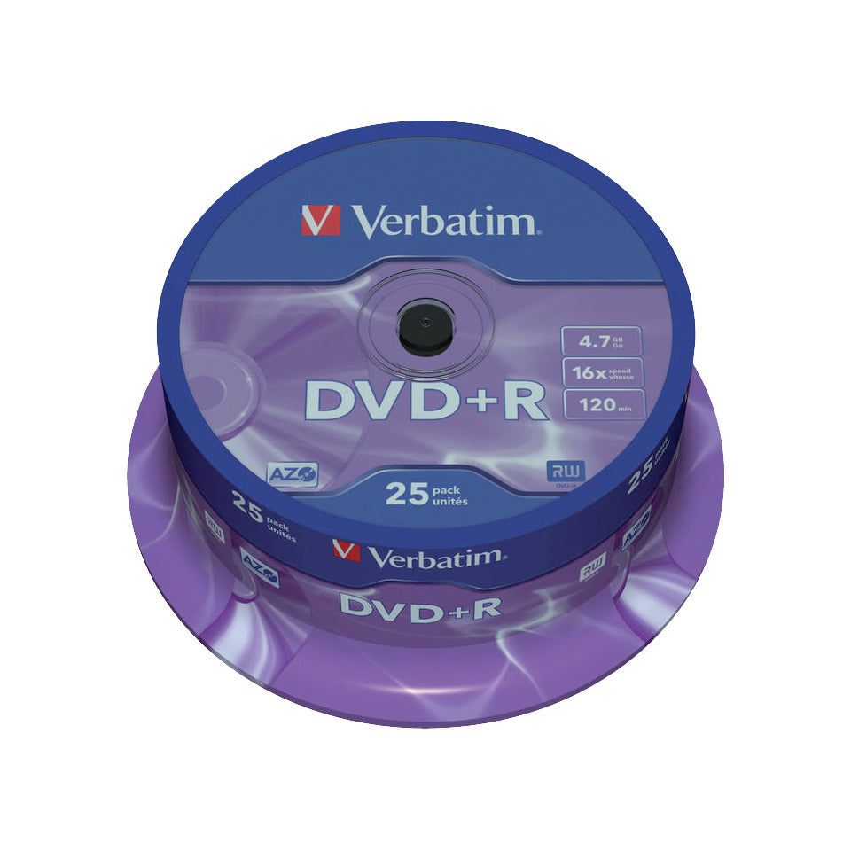 DVD+R - 4.7GB/120Min, 16-fach/Spindel, 25 Stück VERBATIM VER43500 VERBATIM VER43500 4,7Gb120mi