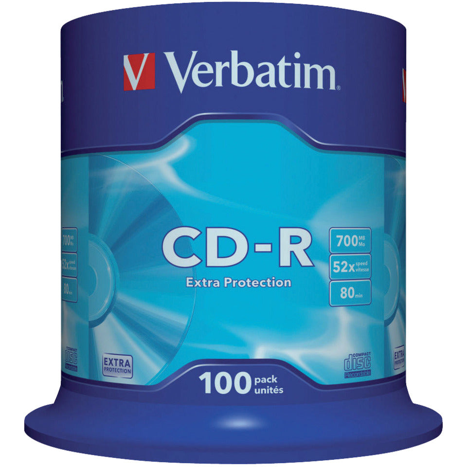 Rohling CD, 80 Minuten, 700MB, 52-fach, 100er Spindel, DataLife, Extra Protection Surface VERBATIM VER43411 VERBATIM 43411 700Mb80mi