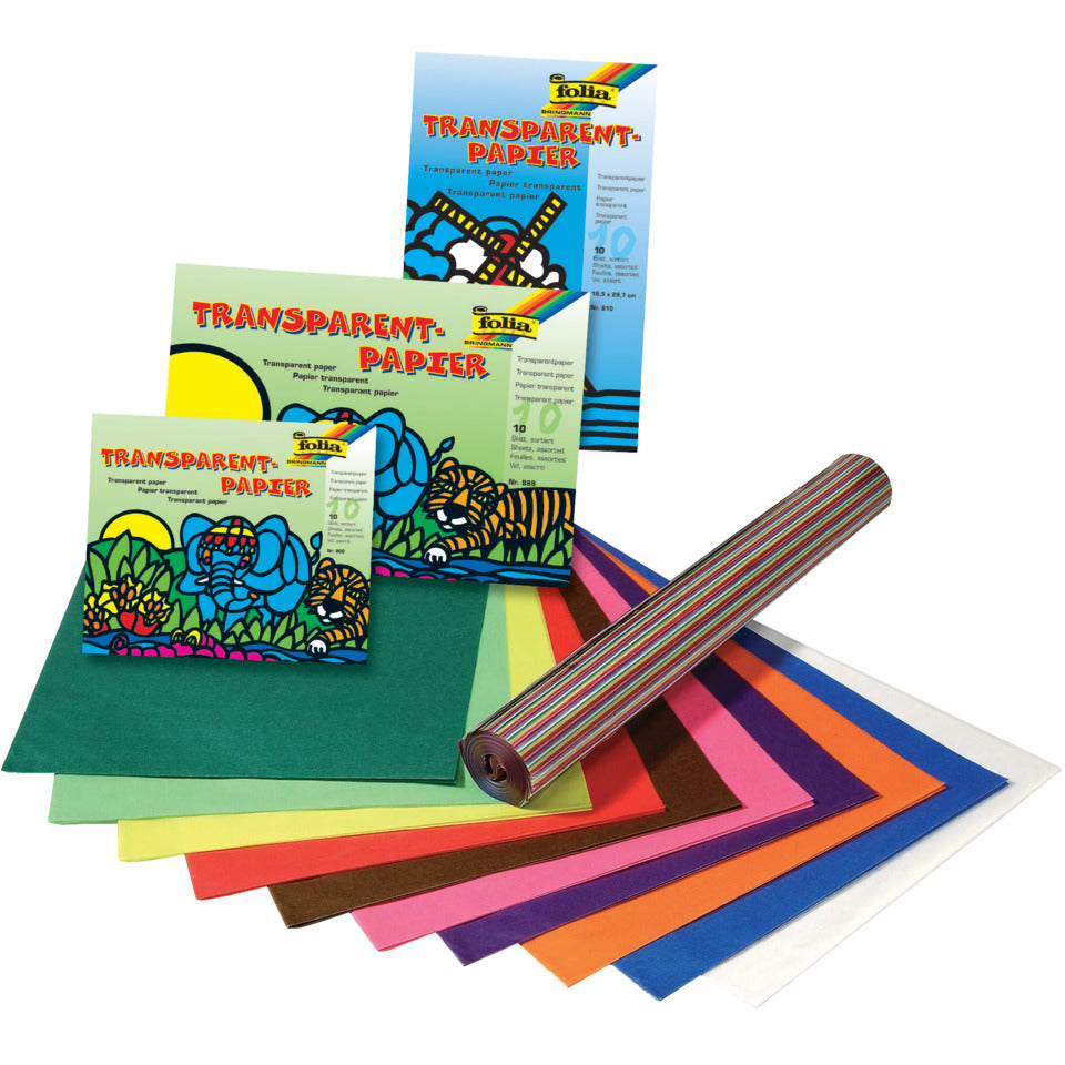 Transparentpapierheft, 14x24cm, 42g/m², 10 Farben FOLIA 800 FOLIA 800 14x24cm 10BL 42g